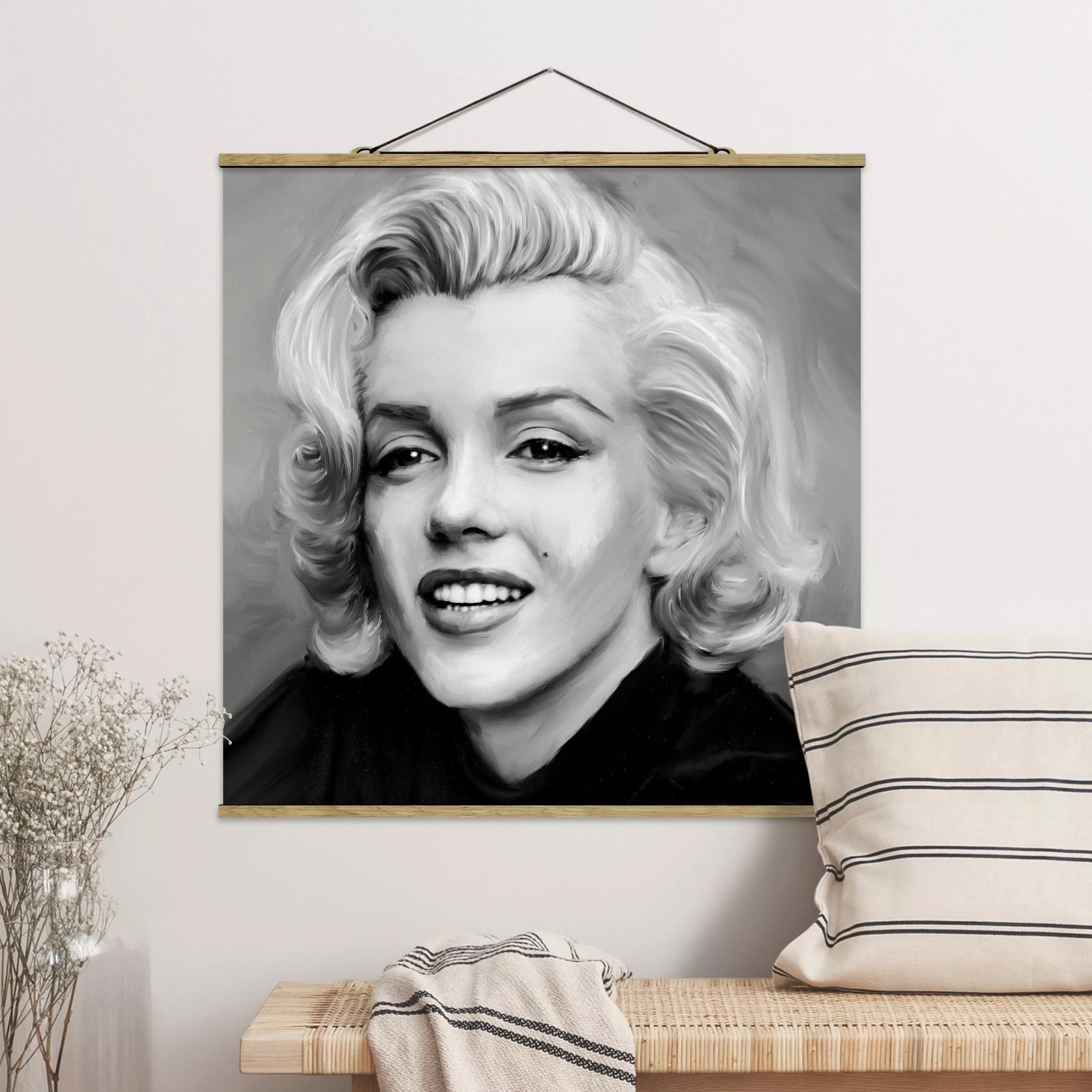 Stoffbild Kunstdruck mit Posterleisten - Quadrat Marilyn privat günstig online kaufen