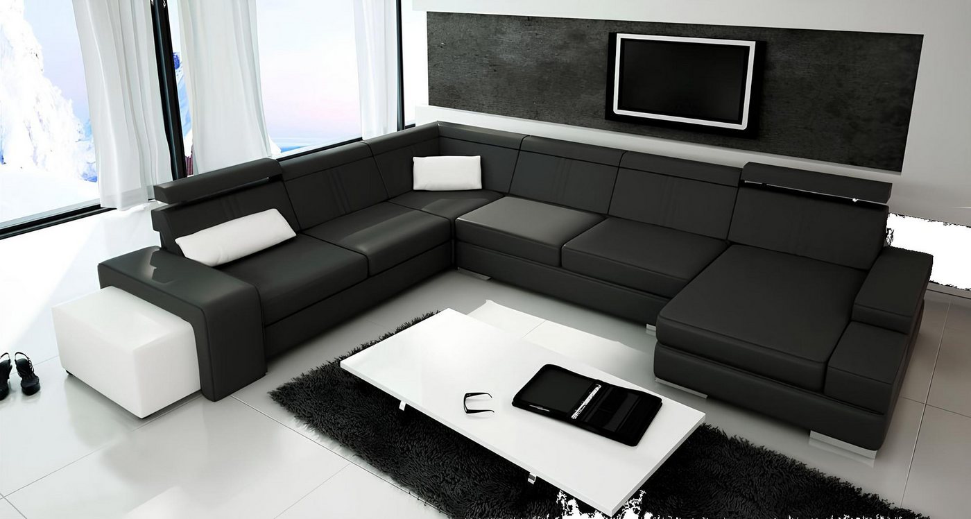 JVmoebel Ecksofa U Form Sofa mit USB Couch Polster Wohnlandschaft Leder Eck günstig online kaufen