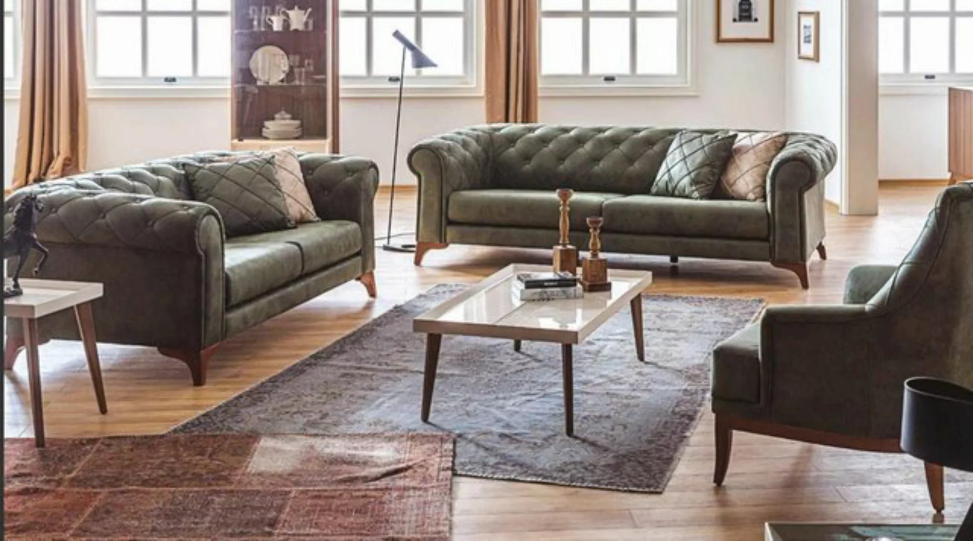 Xlmoebel Sofa Luxuriöses Wohnzimmer-Set mit 3-Sitzer, 2-Sitzer und 1-Sitzer günstig online kaufen