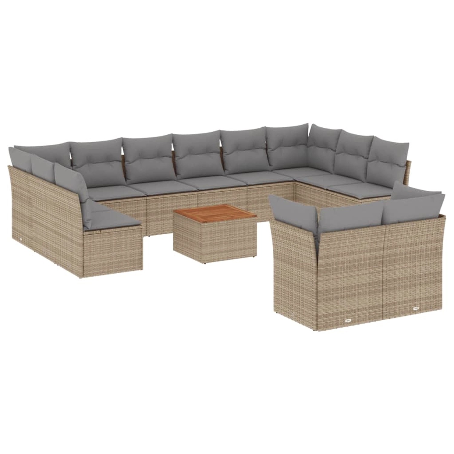 vidaXL 13-Tlg Garten-Sofagarnitur mit Kissen Beige Poly Rattan 3256248 günstig online kaufen