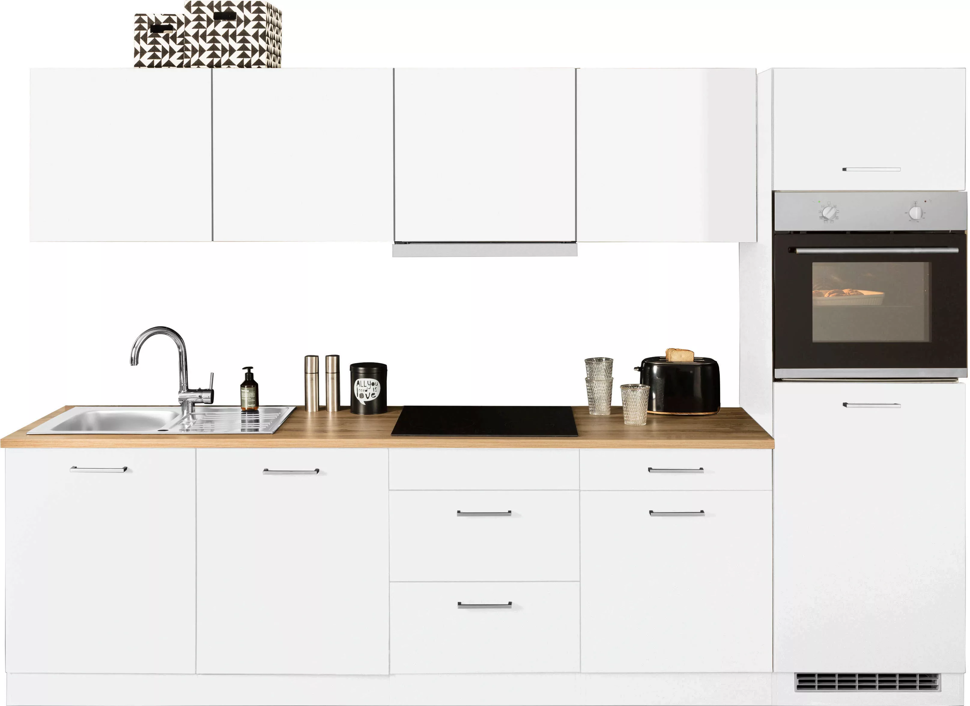 HELD MÖBEL Küchenzeile "Kehl", mit E-Geräten, Breite 300 cm, inkl. Kühlschr günstig online kaufen