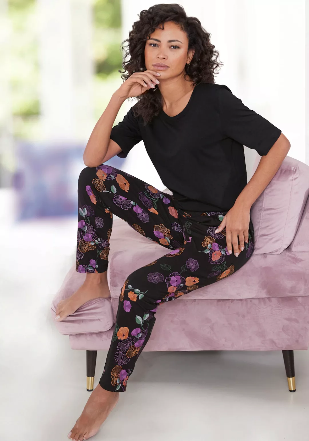 Vivance Dreams Pyjama, (2 tlg.), mit Blumen-Druck günstig online kaufen