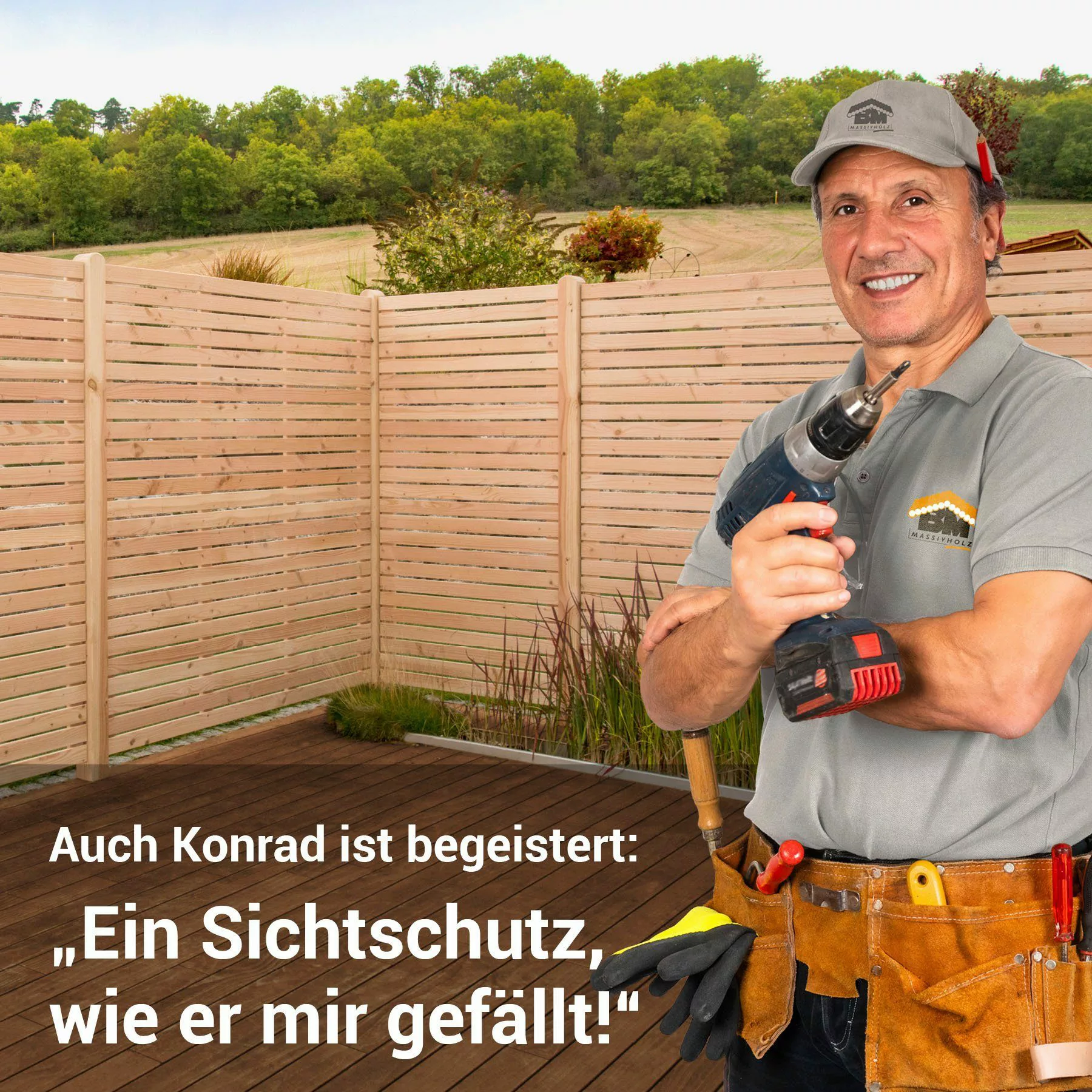 BM Massivholz Zaun Kurt Set 4, günstig online kaufen