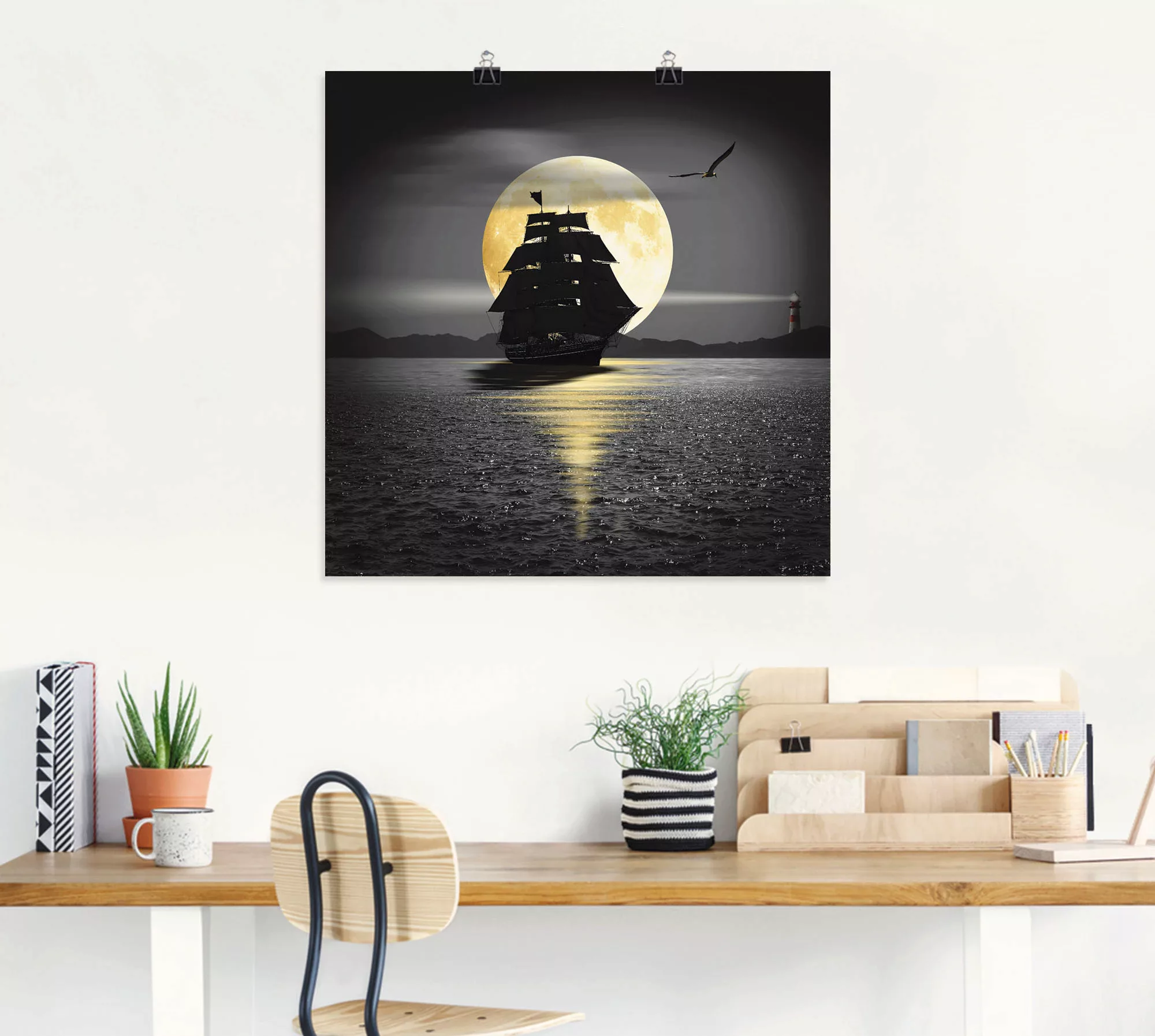 Artland Wandbild "Ein Schiff mit schwarzen Segeln", Boote & Schiffe, (1 St. günstig online kaufen