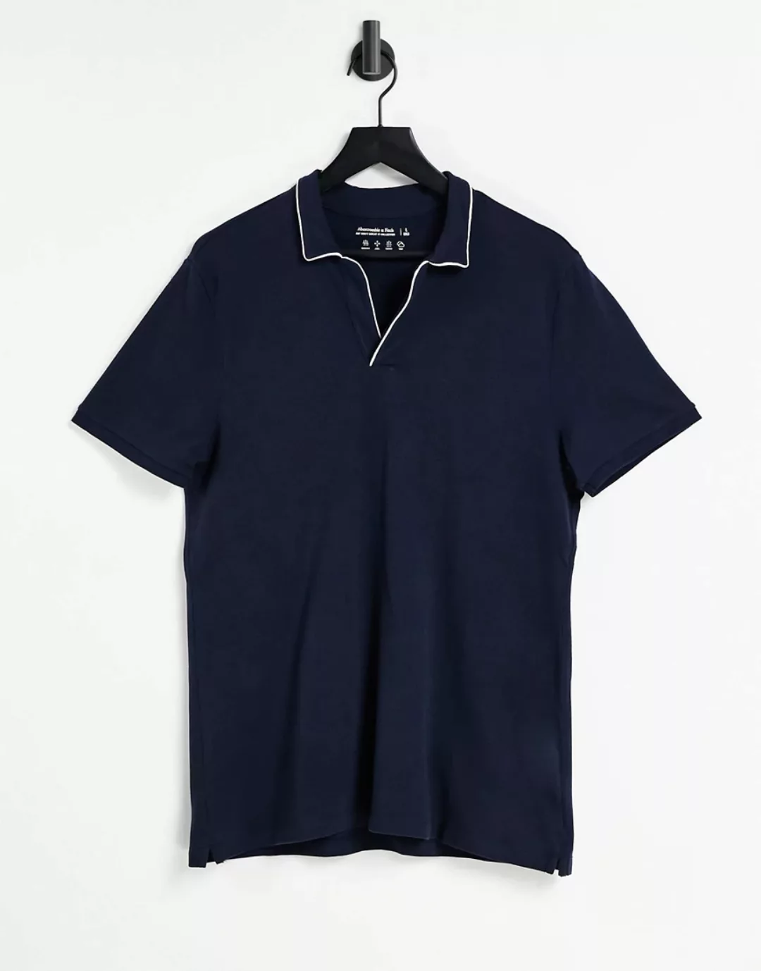 Abercrombie & Fitch – Resort – Polohemd in Marineblau/Weiß mit offenem, ges günstig online kaufen