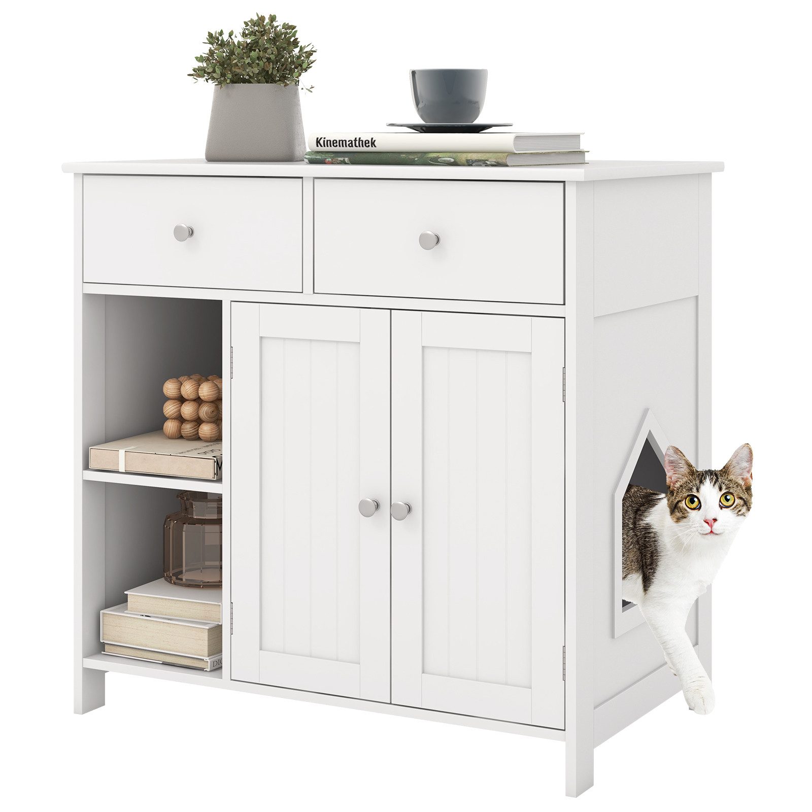 COSTWAY Tierhaus, Katzenschrank, mit 2 Schubladen, günstig online kaufen