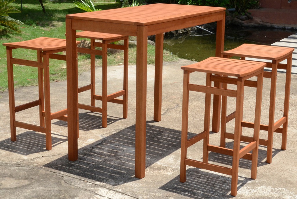 Garden Pleasure Garten-Essgruppe "PALMDALE", 5-tlg., 4 Barhocker, Tisch 60x günstig online kaufen