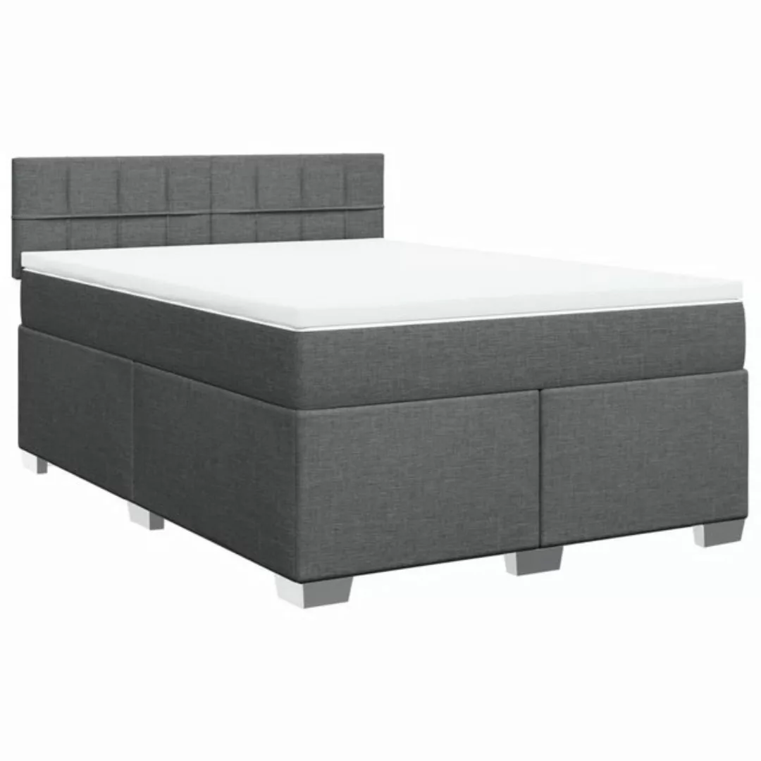 vidaXL Bett Boxspringbett mit Matratze Dunkelgrau 140x190 cm Stoff günstig online kaufen