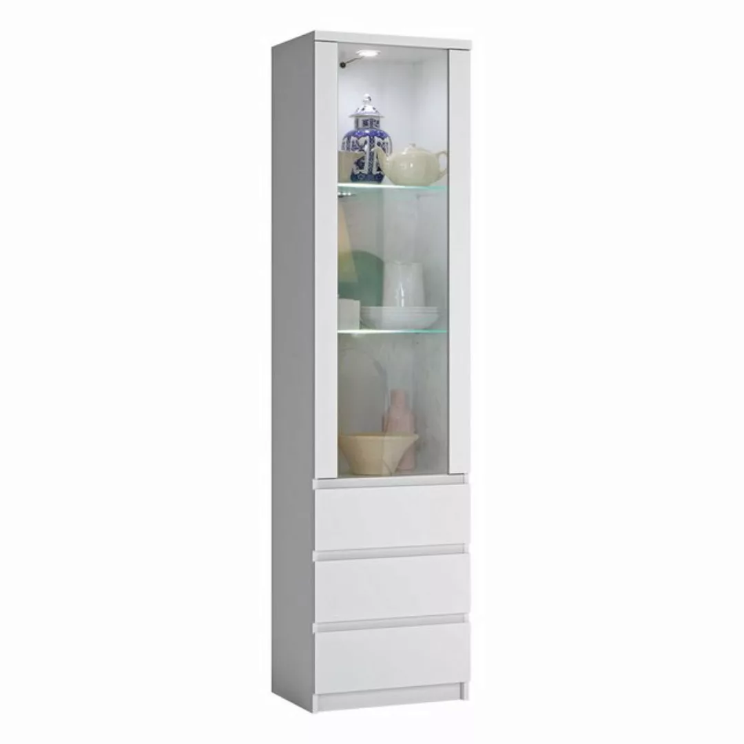 Lomadox Vitrine FORTALEZA-129 in weiß mit LED Beleuchtung, B/H/T 50,1/200/4 günstig online kaufen