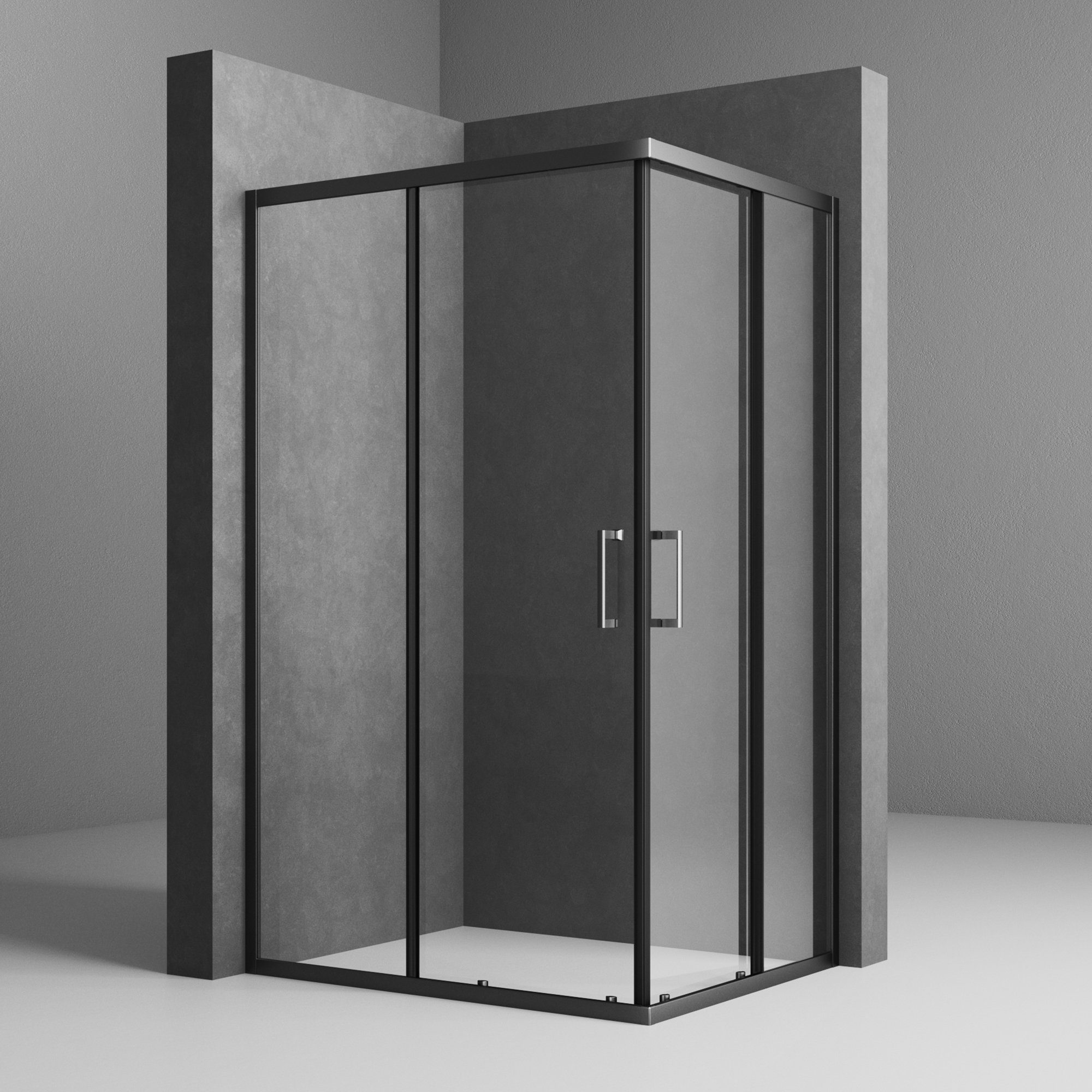 Boromal Eckdusche 100x90x185cm Duschkabine Schwarz 90x100x185cm günstig online kaufen