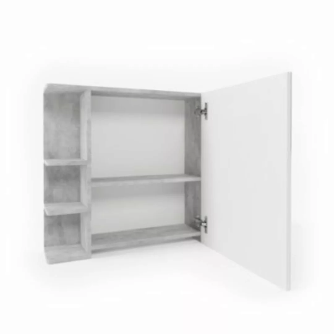 Vicco Spiegelschrank Fynn 80 x 64 cm Beton grau günstig online kaufen