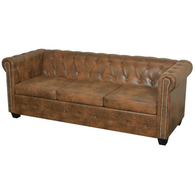 vidaXL Sofa Chesterfield Sofa 3-Sitzer Kunstleder Braun günstig online kaufen