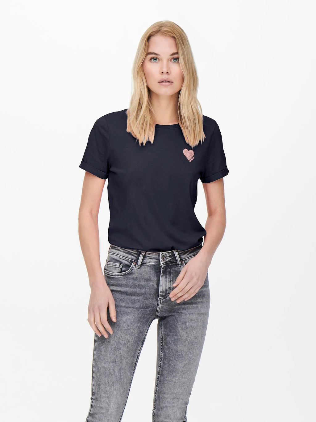 ONLY Kurzarmshirt "ONLKITA – T-Shirt mit Logo-Print und Rundhalsausschnitt" günstig online kaufen