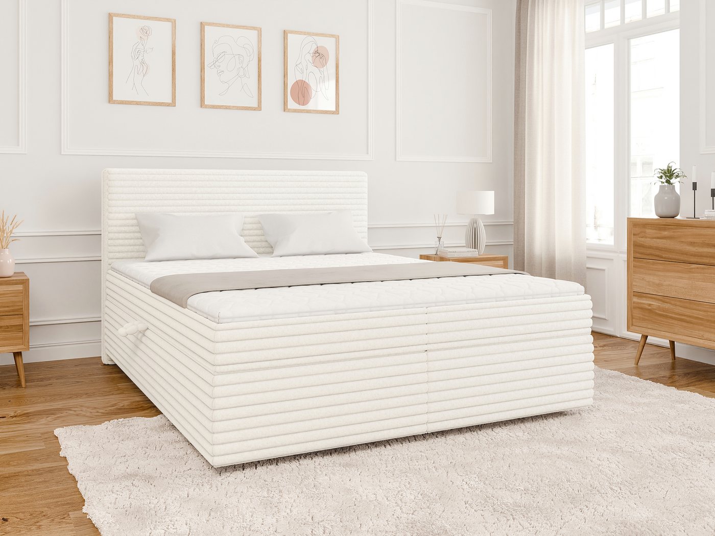 S-Style Möbel Boxspringbett Jasper mit Topper und Bettkästen, aus Plüschcor günstig online kaufen