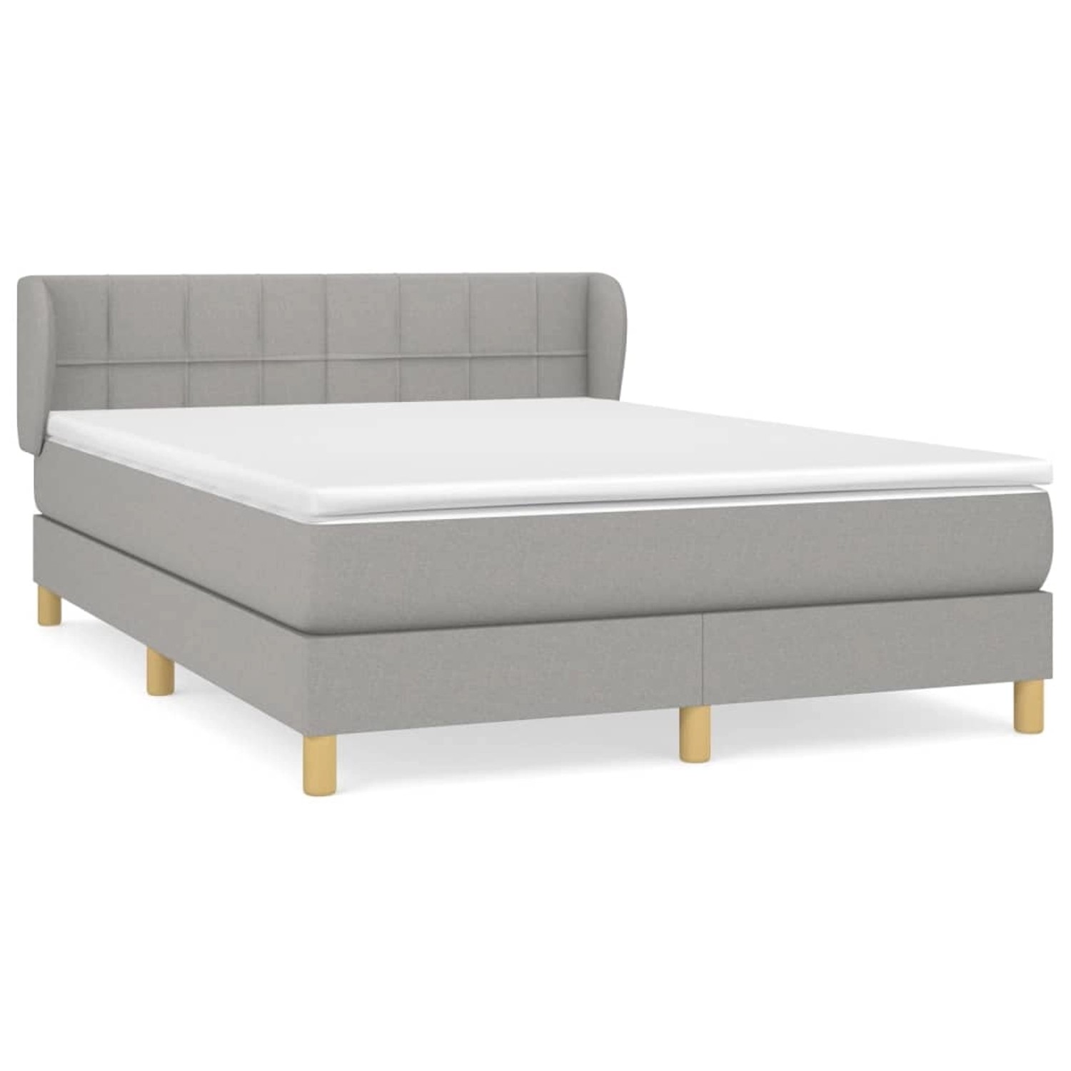 vidaXL Boxspringbett Boxspringbett mit Matratze Hellgrau 140x200 cm Stoff B günstig online kaufen