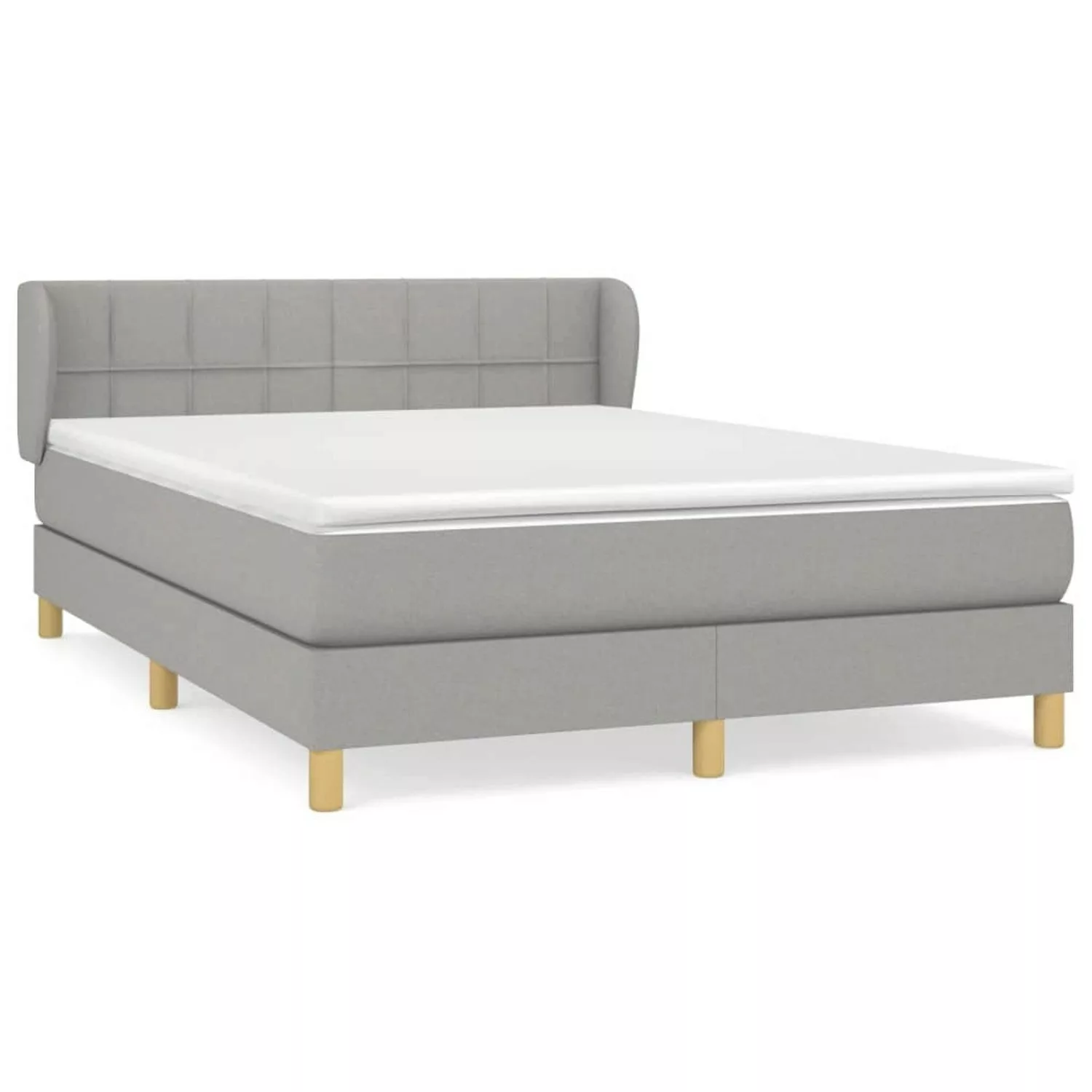 vidaXL Boxspringbett Boxspringbett mit Matratze Hellgrau 140x190 cm Stoff B günstig online kaufen