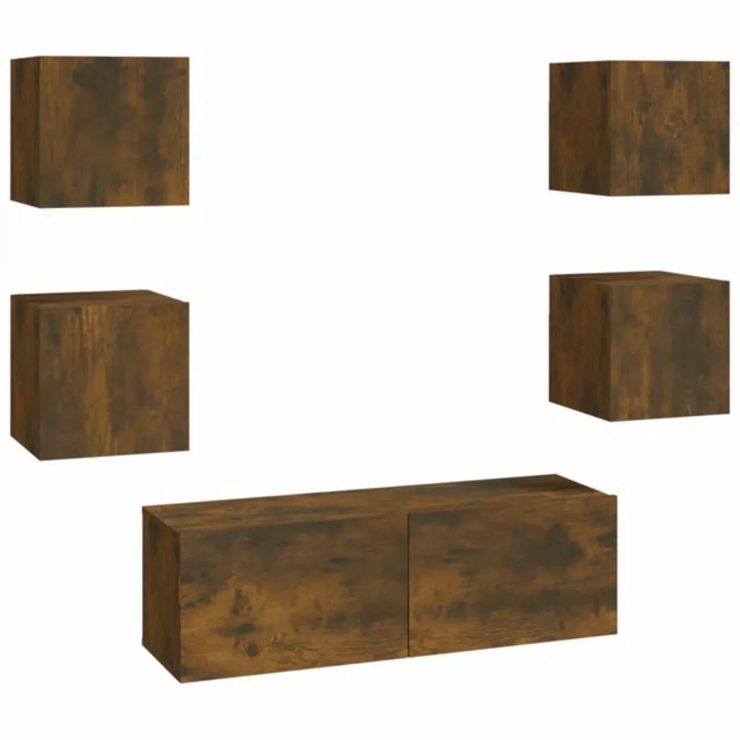 Vidaxl Tv-wandschrank-set Räuchereiche Holzwerkstoff günstig online kaufen