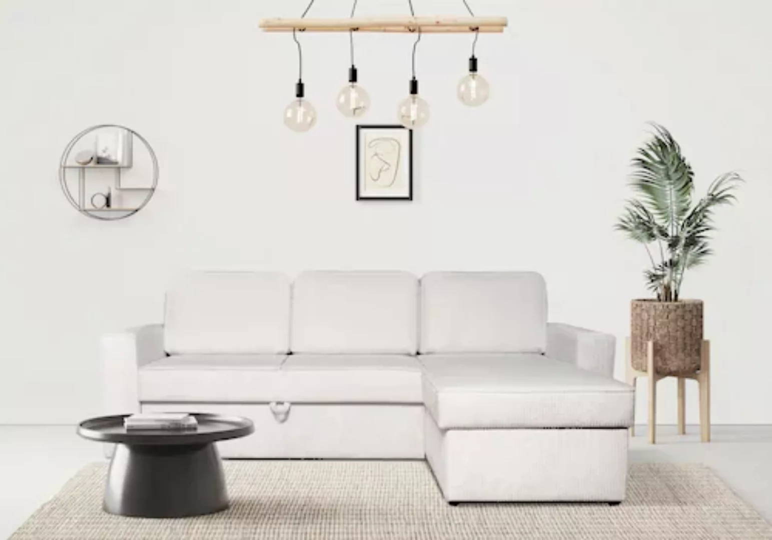 Home affaire Ecksofa "Visan", kompaktes Sofa mit Schlaffunktion und mit Bet günstig online kaufen