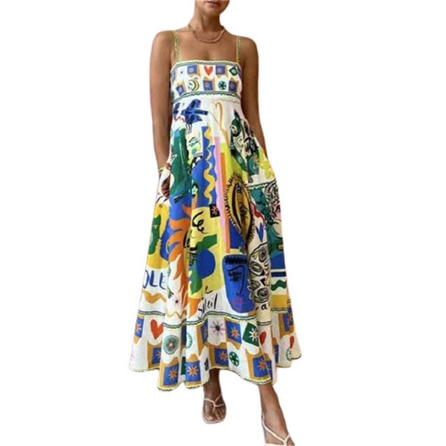 AFAZ New Trading UG Druckkleid Ärmelloses, kragenloses, bedrucktes Kleid mi günstig online kaufen