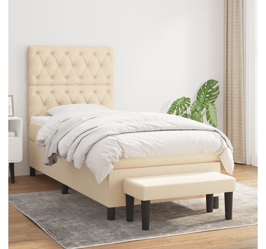 vidaXL Boxspringbett Boxspringbett mit Matratze Creme 80x200 cm Stoff Bett günstig online kaufen