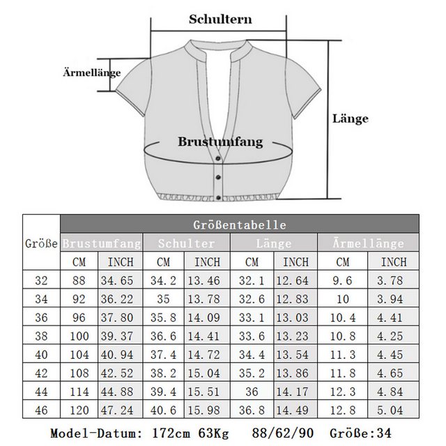 KELLIAR Dirndlbluse aus Spitze, hochgeschlossene weiße Trachtenbluse Knopfv günstig online kaufen