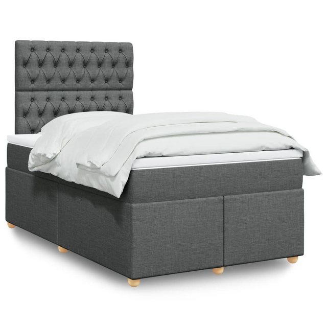 vidaXL Boxspringbett, Boxspringbett mit Matratze Dunkelgrau 120x200 cm Stof günstig online kaufen