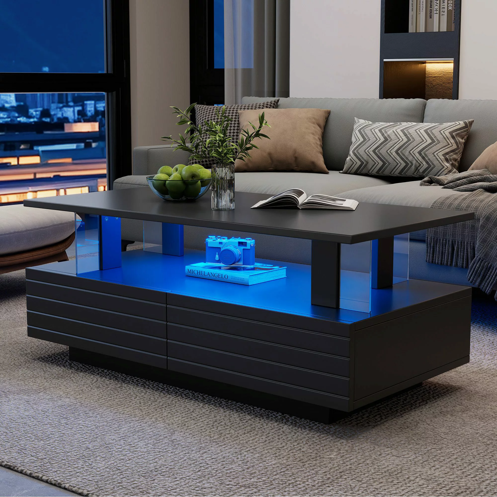 HAUSS SPOLE Couchtisch mit LED-Beleuchtung, Bluetooth-Handy-App-Steuerung günstig online kaufen