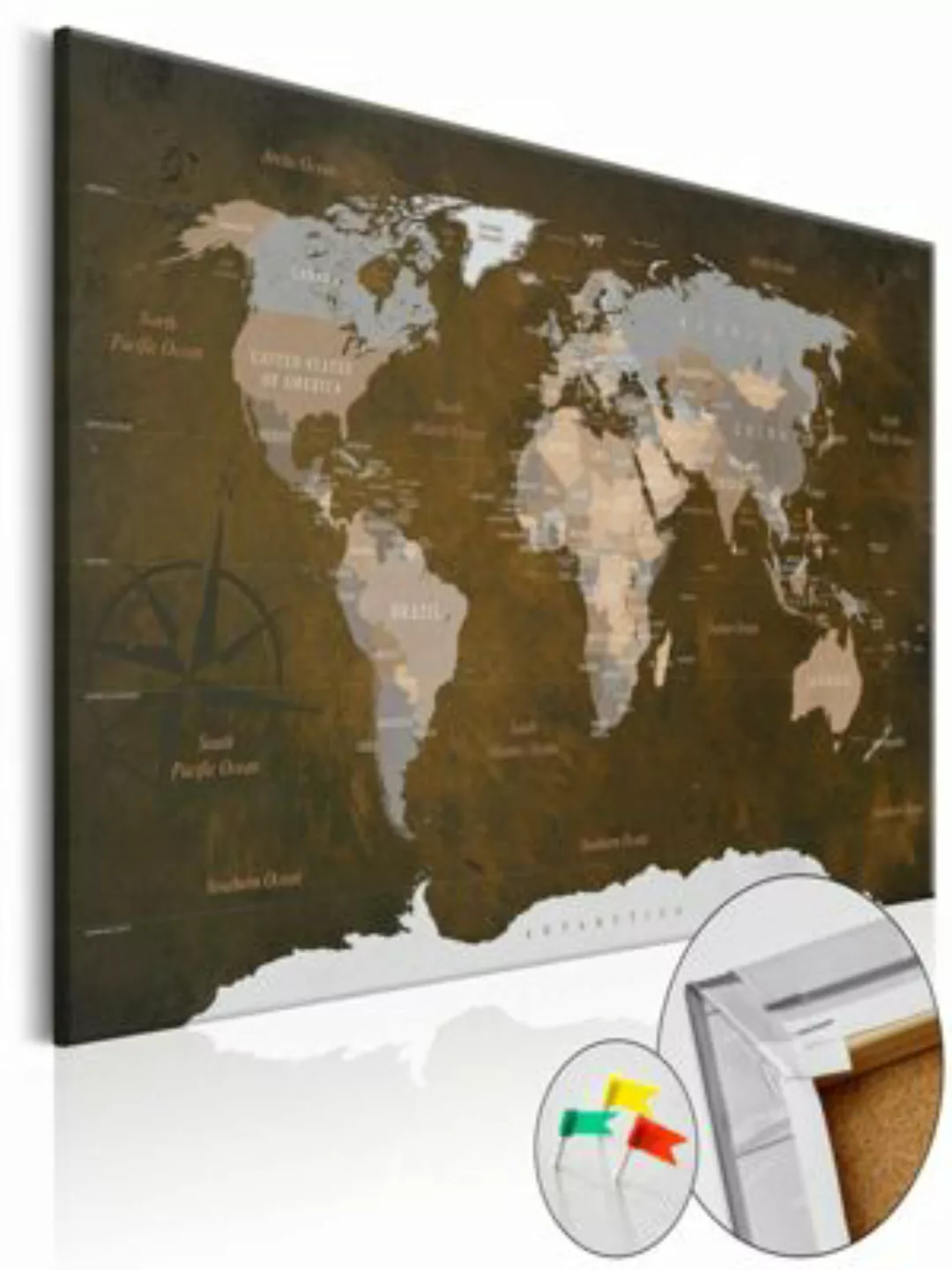 artgeist Pinnwand Bild Cinnamon Travels [Cork Map] mehrfarbig Gr. 90 x 60 günstig online kaufen