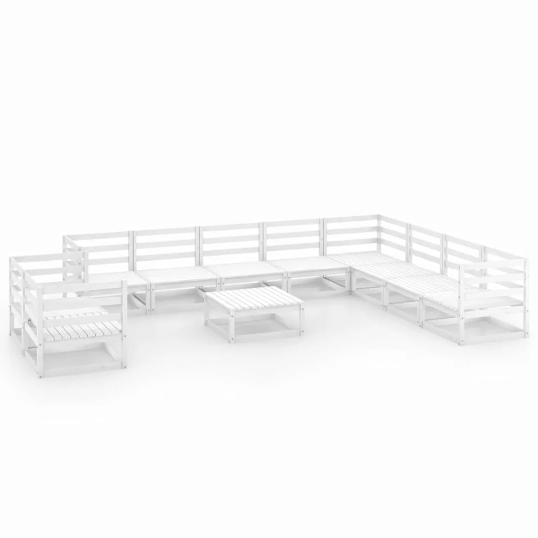 11-tlg. Garten-lounge-set Weiß Kiefer Massivholz günstig online kaufen