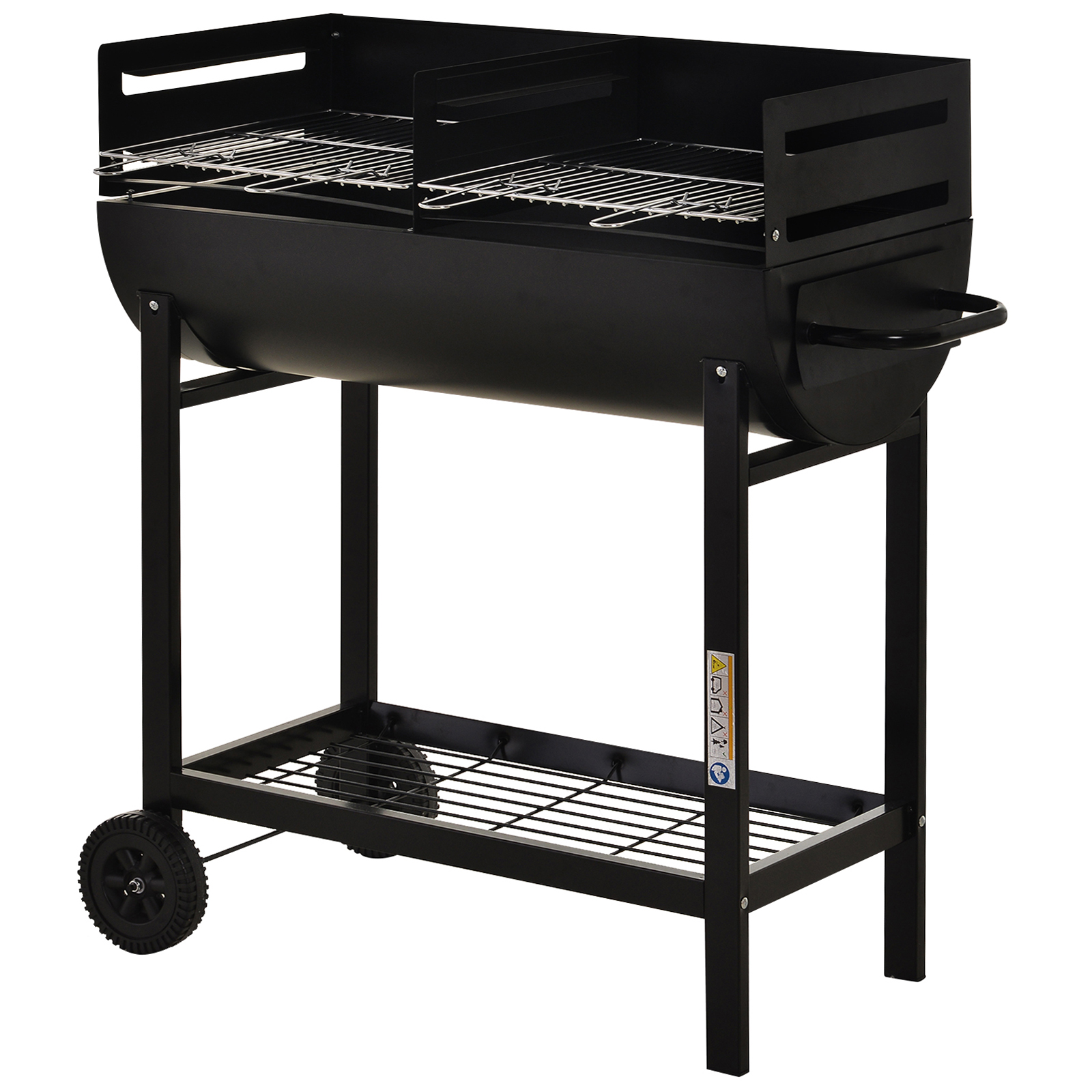Outsunny Grillwagen, Grillstation, Standgrill mit Windschutz, 2 x Grillrost günstig online kaufen