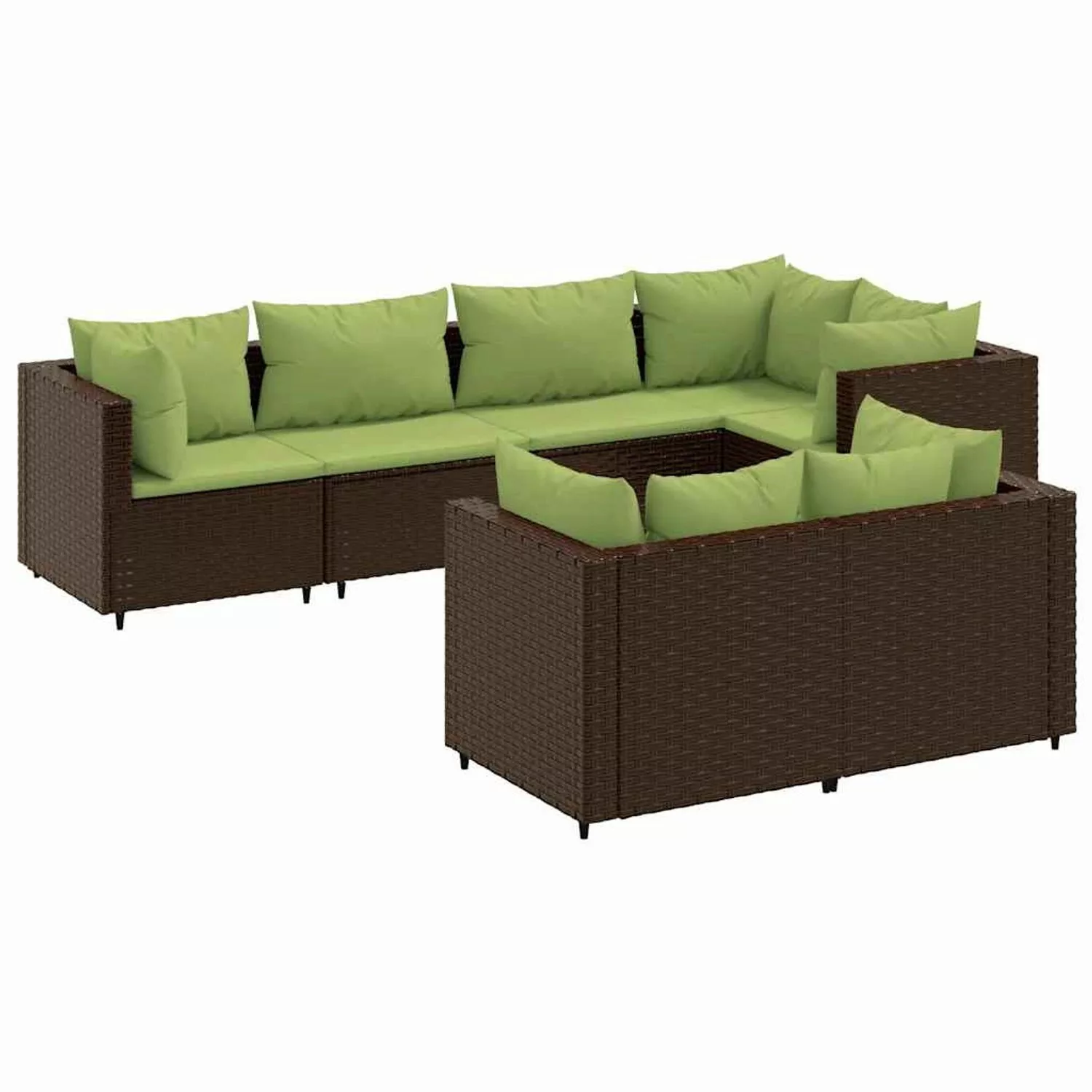 vidaXL 7-tlg Garten-Lounge-Set mit Kissen Braun Poly Rattan Modell 23 günstig online kaufen