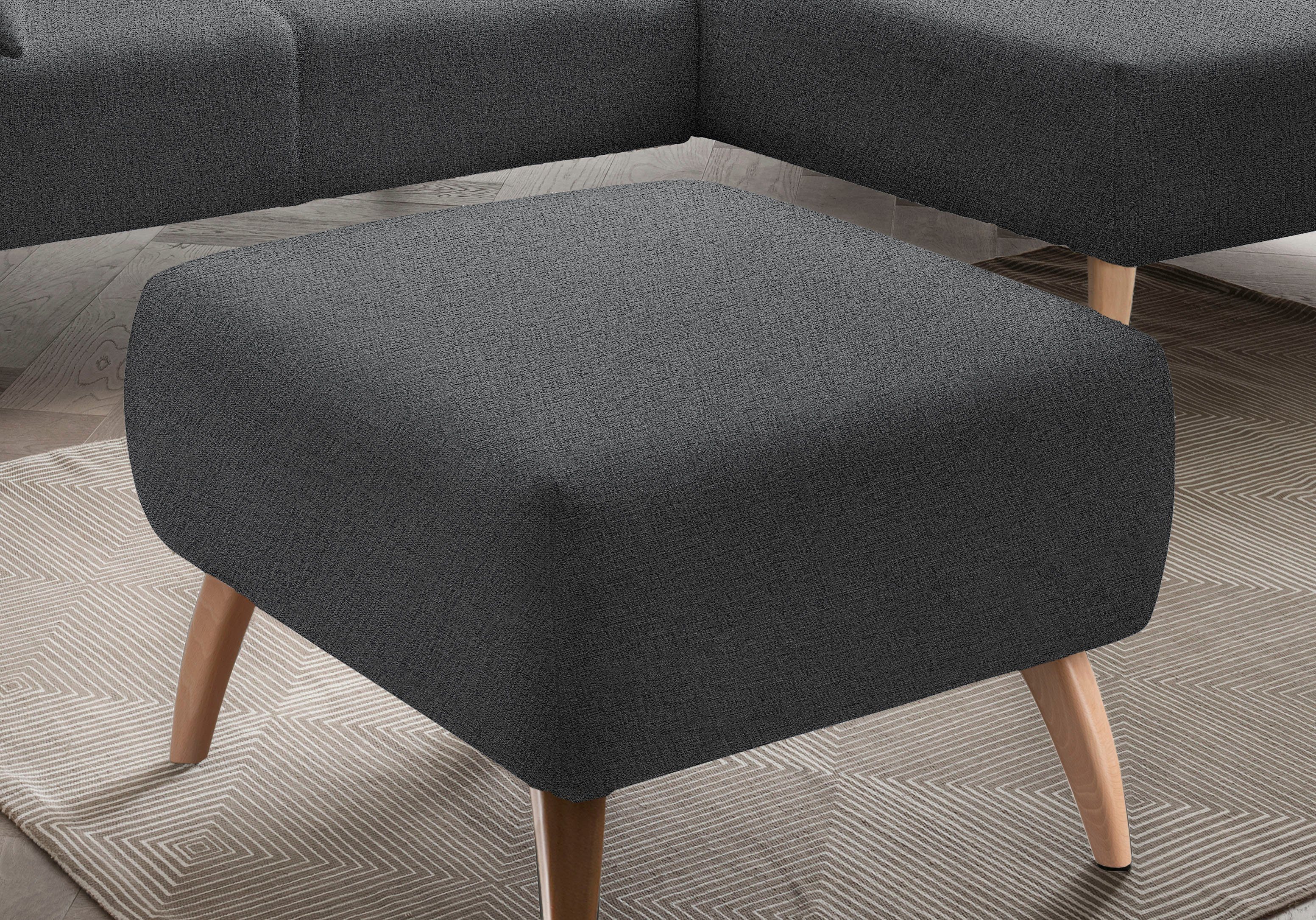 INOSIGN Polsterhocker "Colori", Holzfußfarbe wählbar, verschiedene Stoffe, günstig online kaufen
