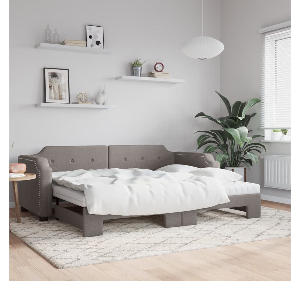 vidaXL Gästebett Gästebett Tagesbett Ausziehbar mit Matratzen Taupe 90x200 günstig online kaufen