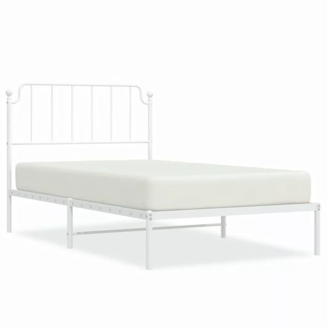 vidaXL Bettgestell, Bettrahmen mit Kopfteil Metall Weiß 107x203 cm günstig online kaufen