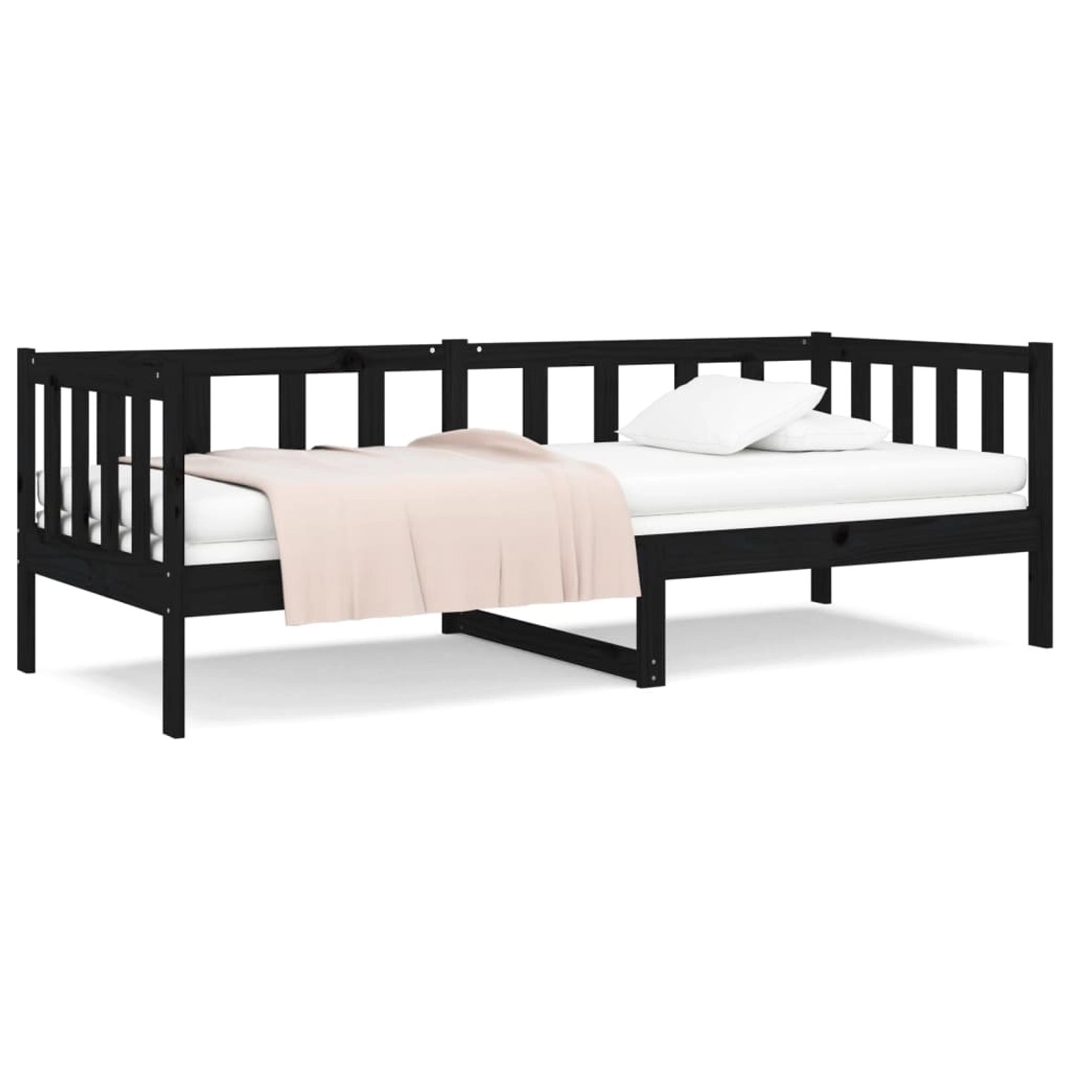 vidaXL Bett Tagesbett Schwarz 80x200 cm Massivholz Kiefer günstig online kaufen