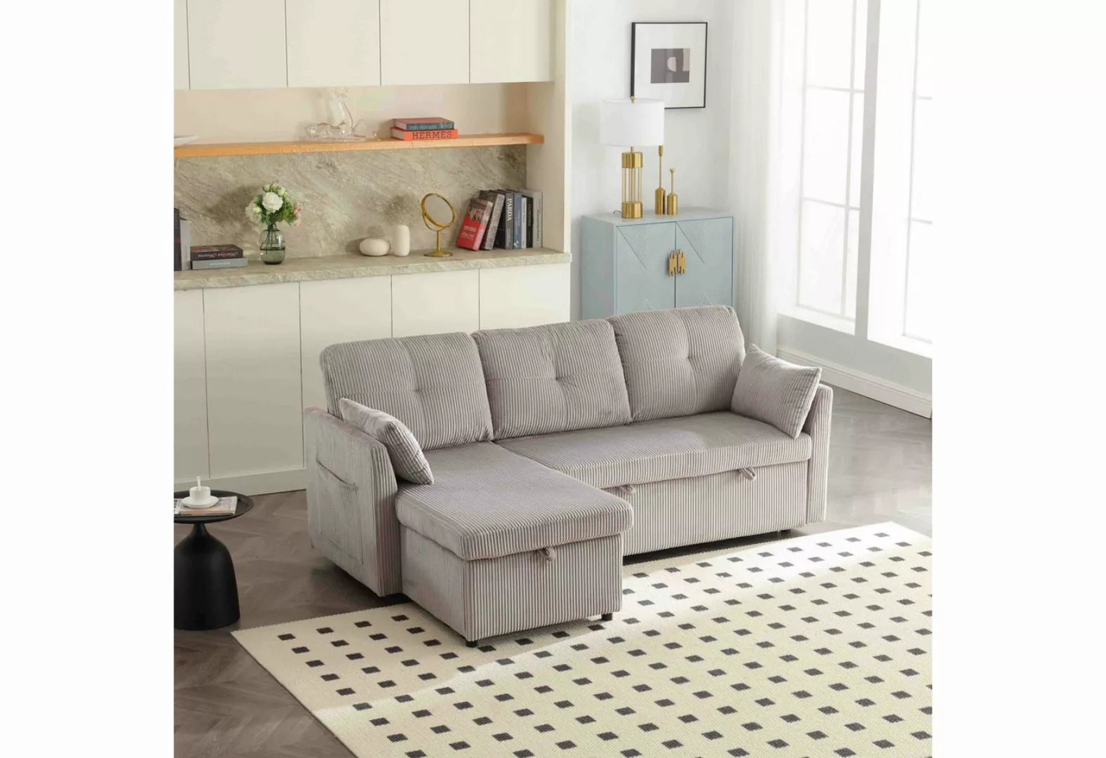 MODFU Sofa Modulares Ecksofa L-förmiges modulares Sofa, mit umkehrbarer Cha günstig online kaufen