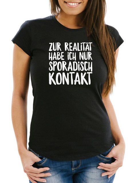 MoonWorks Print-Shirt Damen T-Shirt Zur Realität habe ich nur sporadisch Ko günstig online kaufen