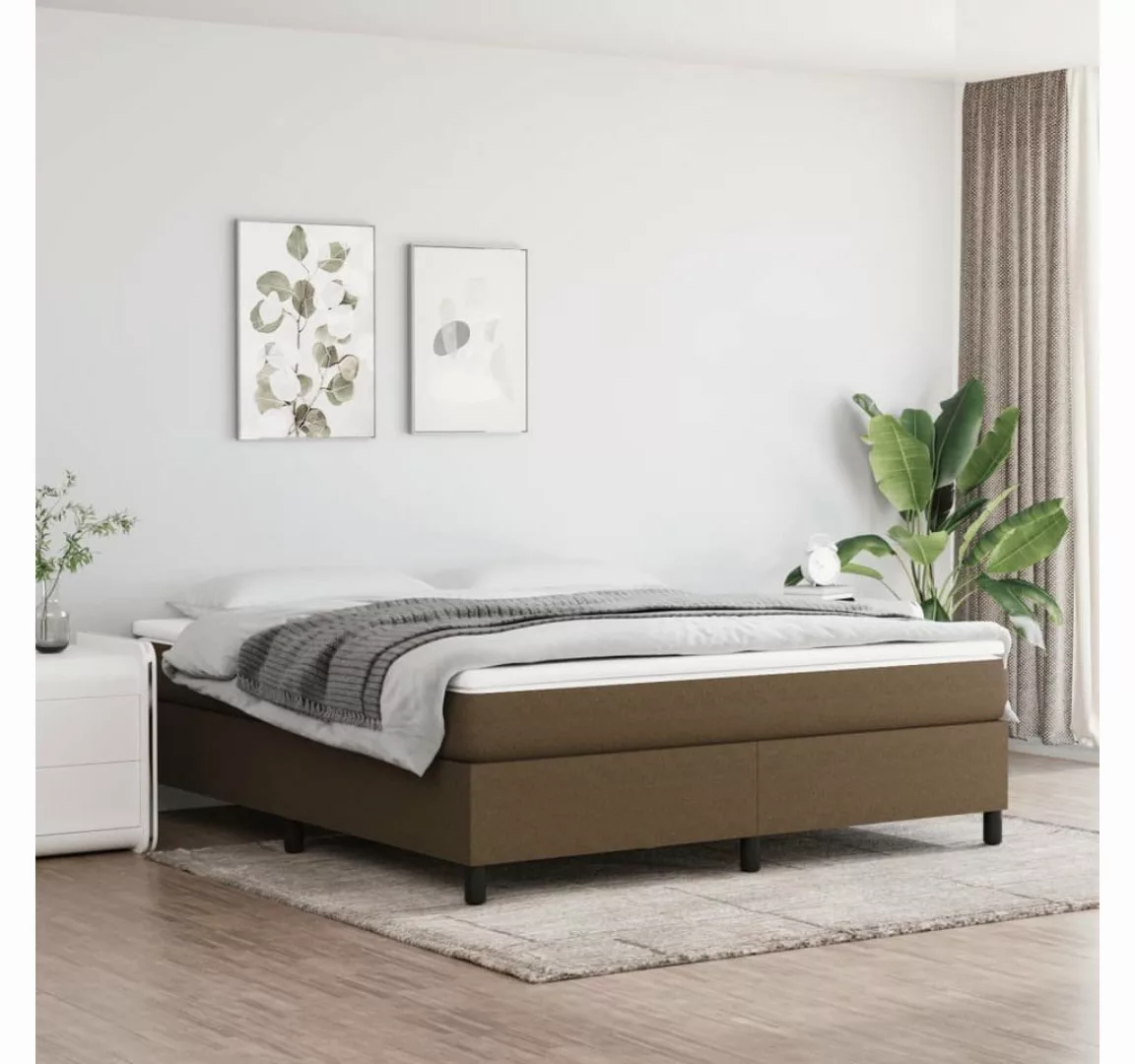 furnicato Bett Boxspringbett mit Matratze Dunkelbraun 160x200 cm Stoff günstig online kaufen