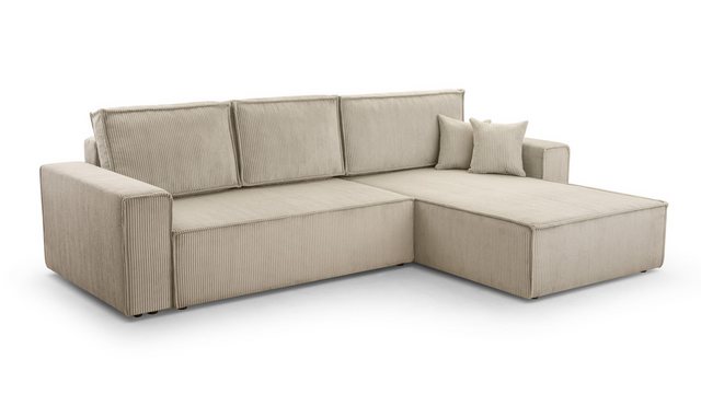 Furnix Ecksofa MANRESA MINI in L-Form Schlaffunktion Bettkasten PSO100 Beig günstig online kaufen