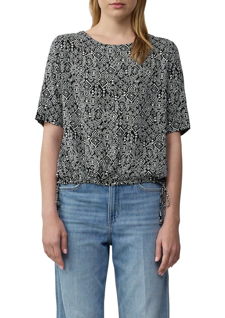 s.Oliver Kurzarmbluse Gemusterte Shirt-Bluse mit verstellbarem günstig online kaufen