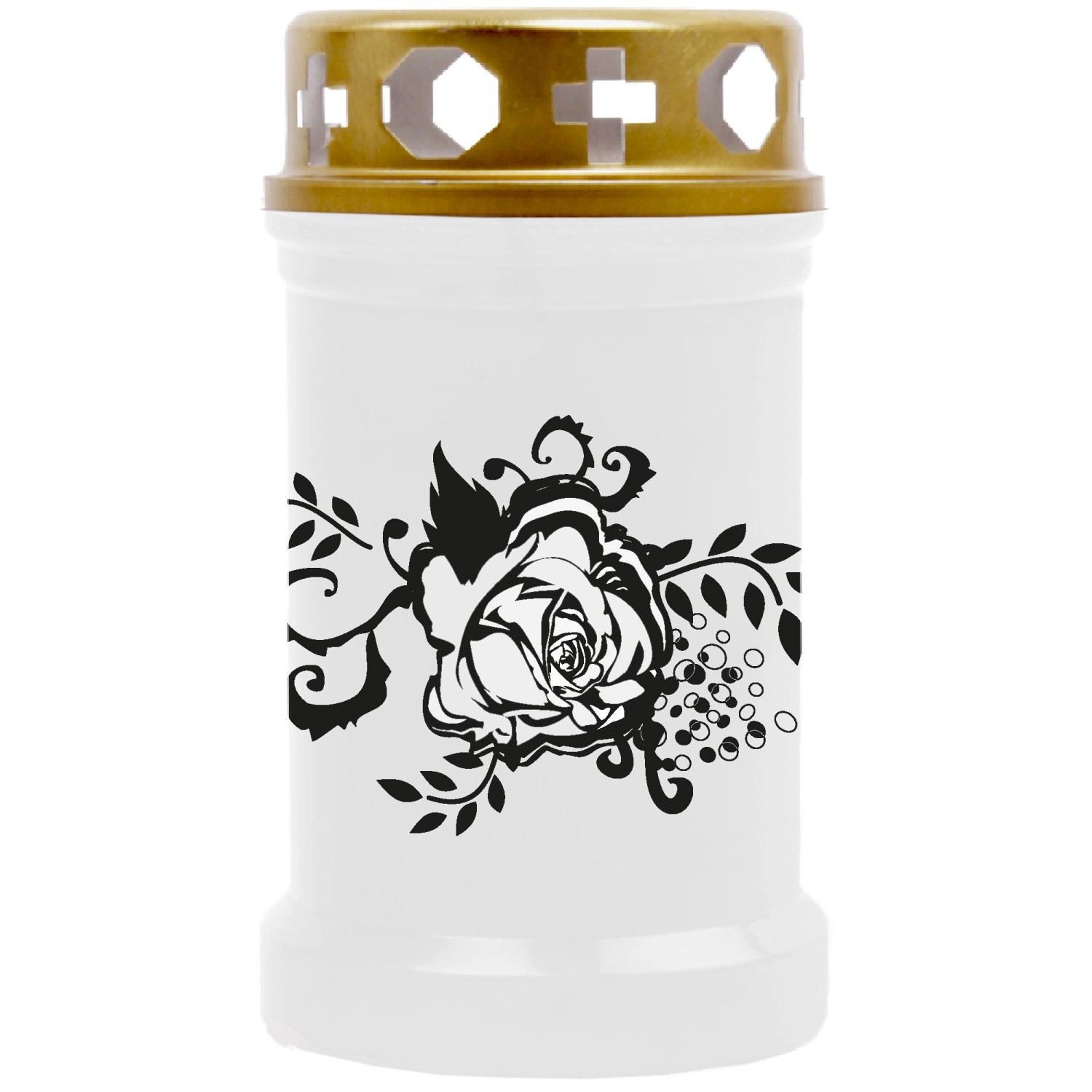 HS Candle Grabkerze Weiß 40h Inkl. Deckel Gold Rose günstig online kaufen