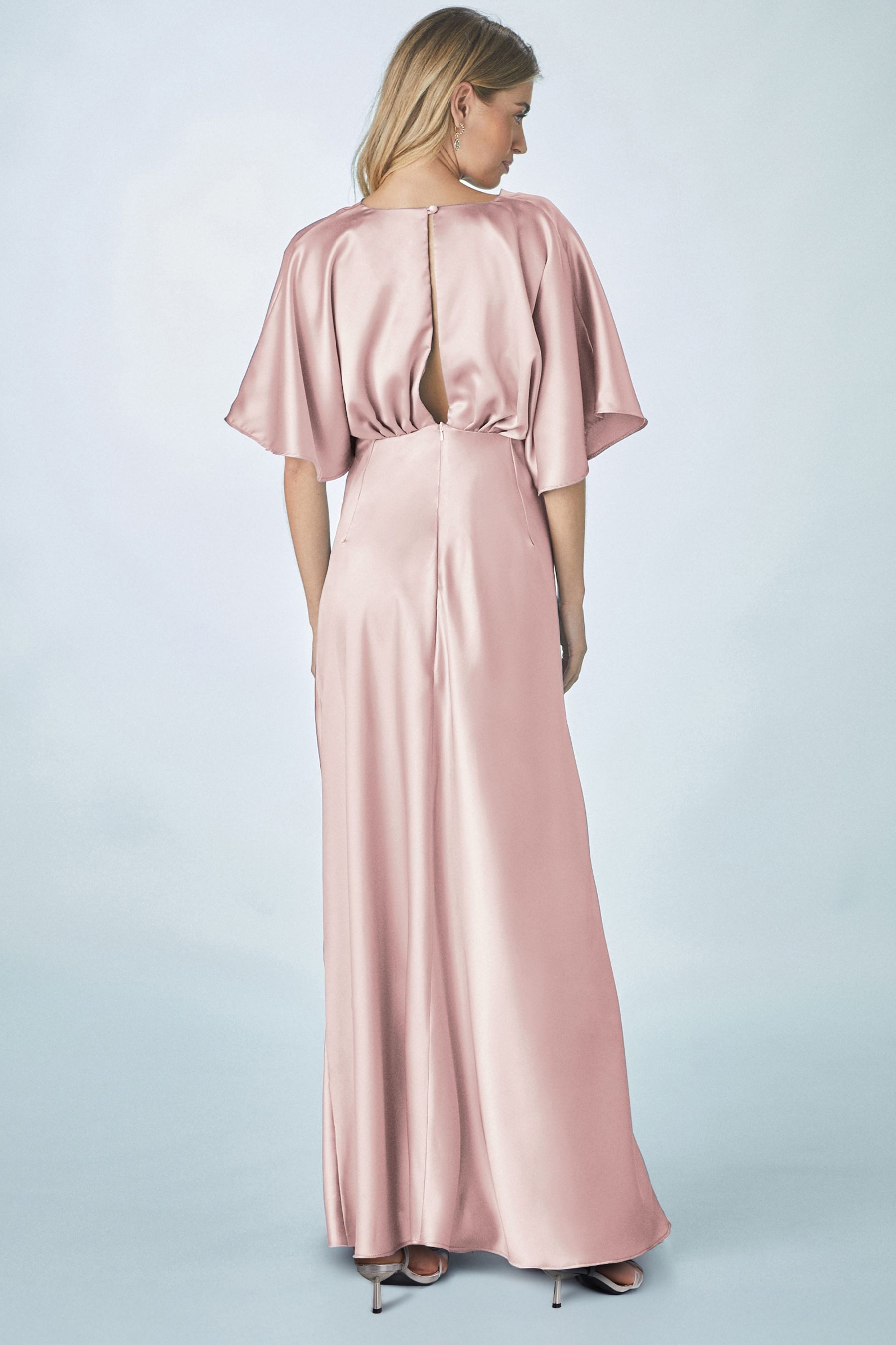Next Satinkleid Langes Satin-Brautjungfernkleid mit Flatterärmeln günstig online kaufen