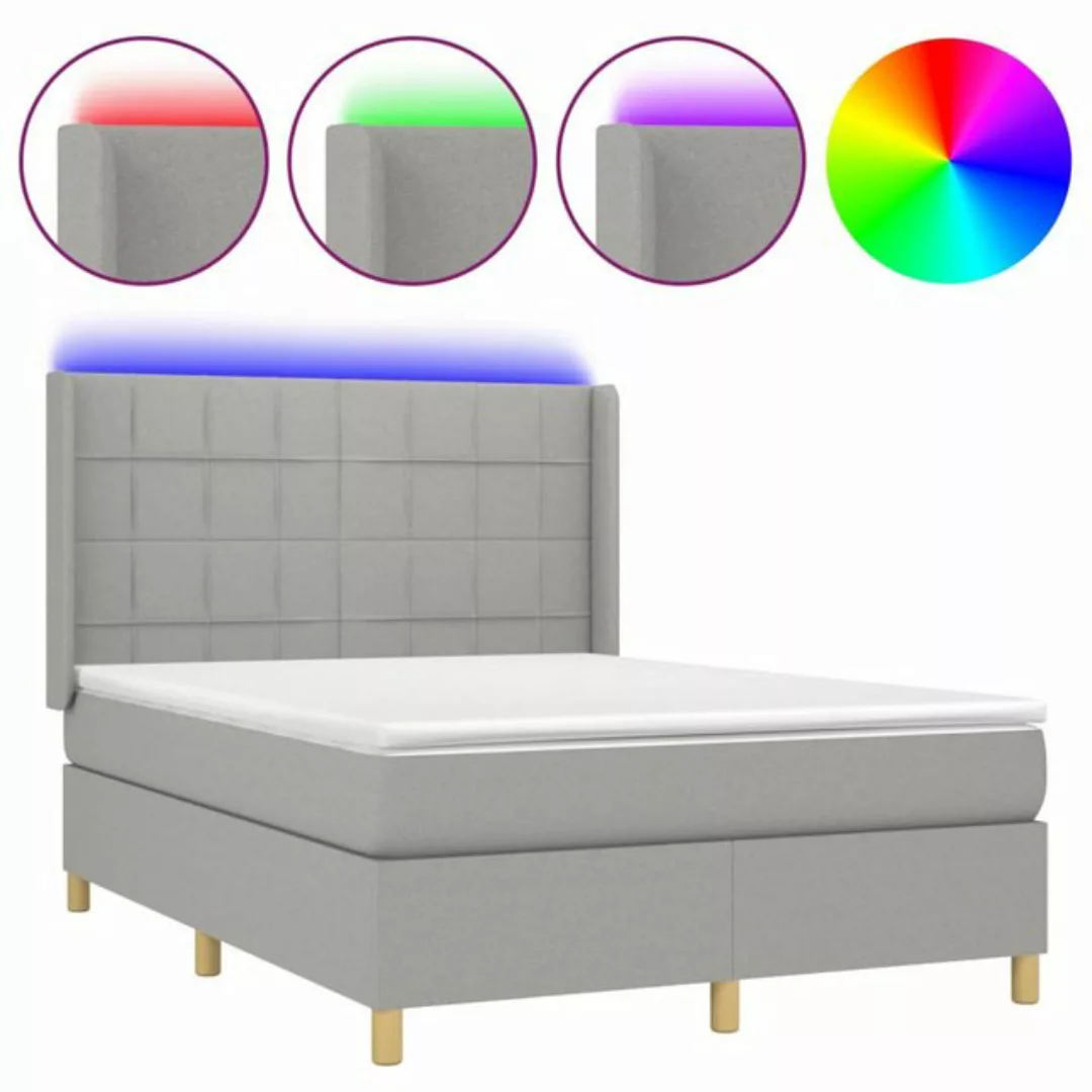 vidaXL Boxspringbett Bett Boxspringbett mit Matratze und LED Stoff (140 x 1 günstig online kaufen