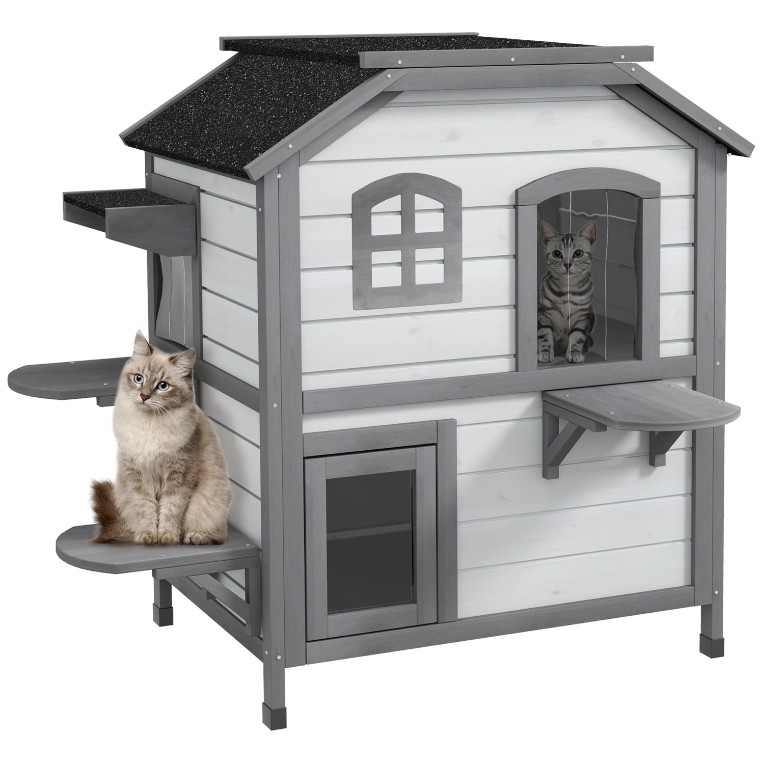 PawHut Tierhöhle Katzenhaus aus Holz, Outdoor günstig online kaufen