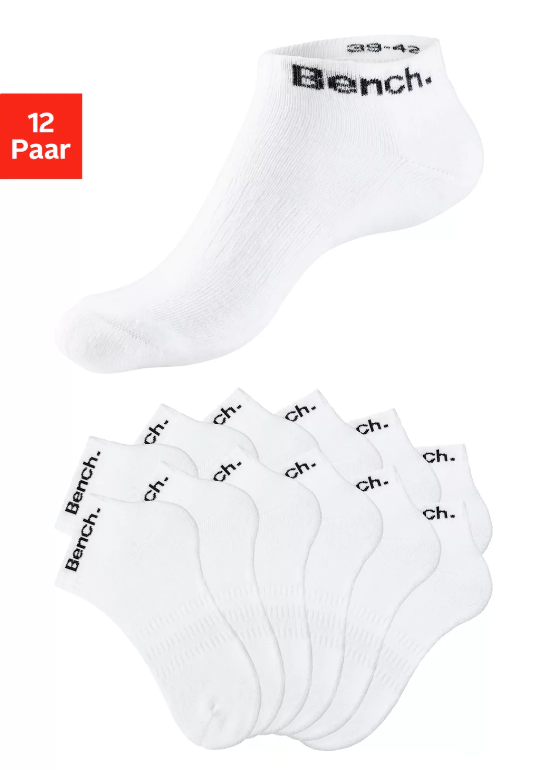 Bench. Sportsocken, (Packung, 12 Paar), Tennis Kurzsocken mit Halbfußfrotte günstig online kaufen