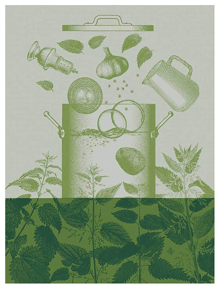Le Jacquard Français Geschirrtuch Veloute D´Orties Nature Grün 60x80 Baumwo günstig online kaufen