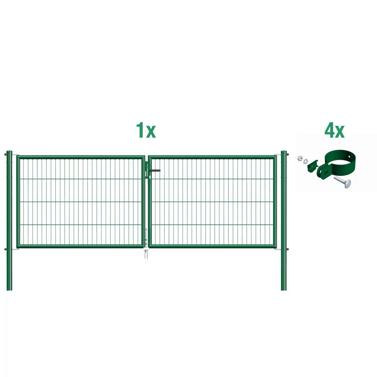 Metallzaun Doppeltor für Einstabmatte Grün z. Einbetonieren 299 cm x 125 cm günstig online kaufen