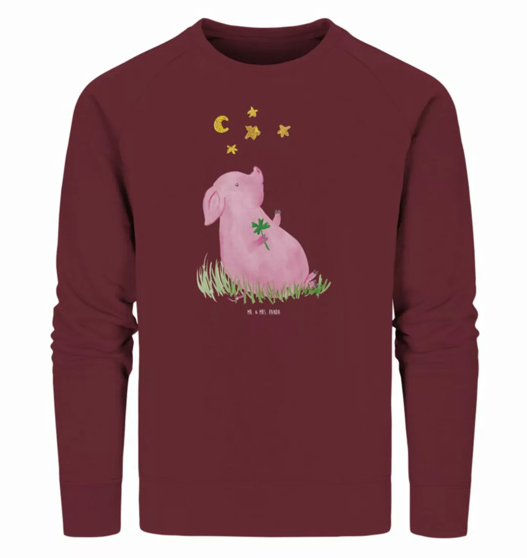 Mr. & Mrs. Panda Longpullover Größe XXL Schwein Glück - Burgundy - Geschenk günstig online kaufen