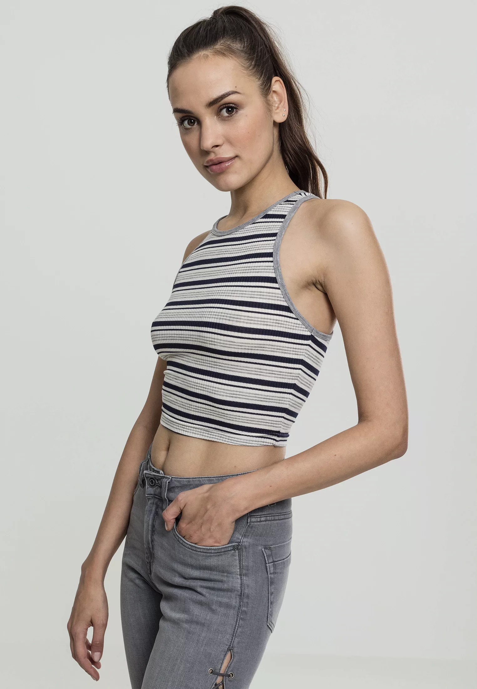 Urban Classics Damen Top Rib Stripe Cropped günstig online kaufen