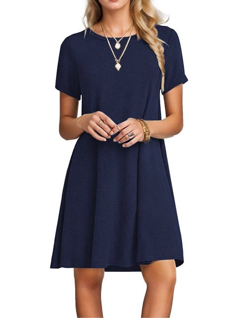 LUCKZON Sommerkleid Lässiges T-Shirt-Kleid für Damen, kurzärmelig, Sommer, günstig online kaufen